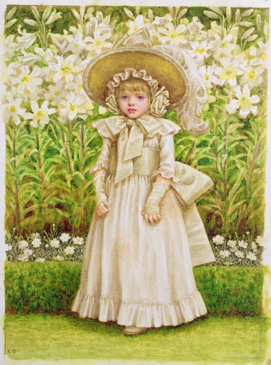 Gyermek fehér ruhában, 1880 körül alkotó: Kate Greenaway