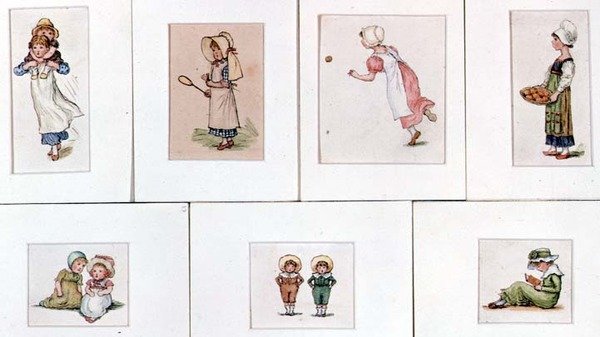 Játszó gyerekek miniatűr akvarelljei gyűjteménye alkotó: Kate Greenaway