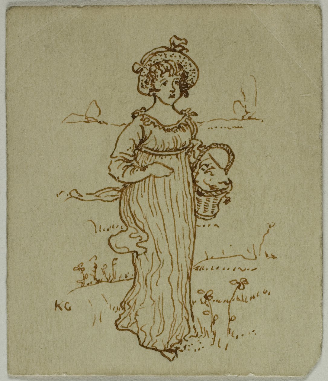Lány kosárral alkotó: Kate Greenaway