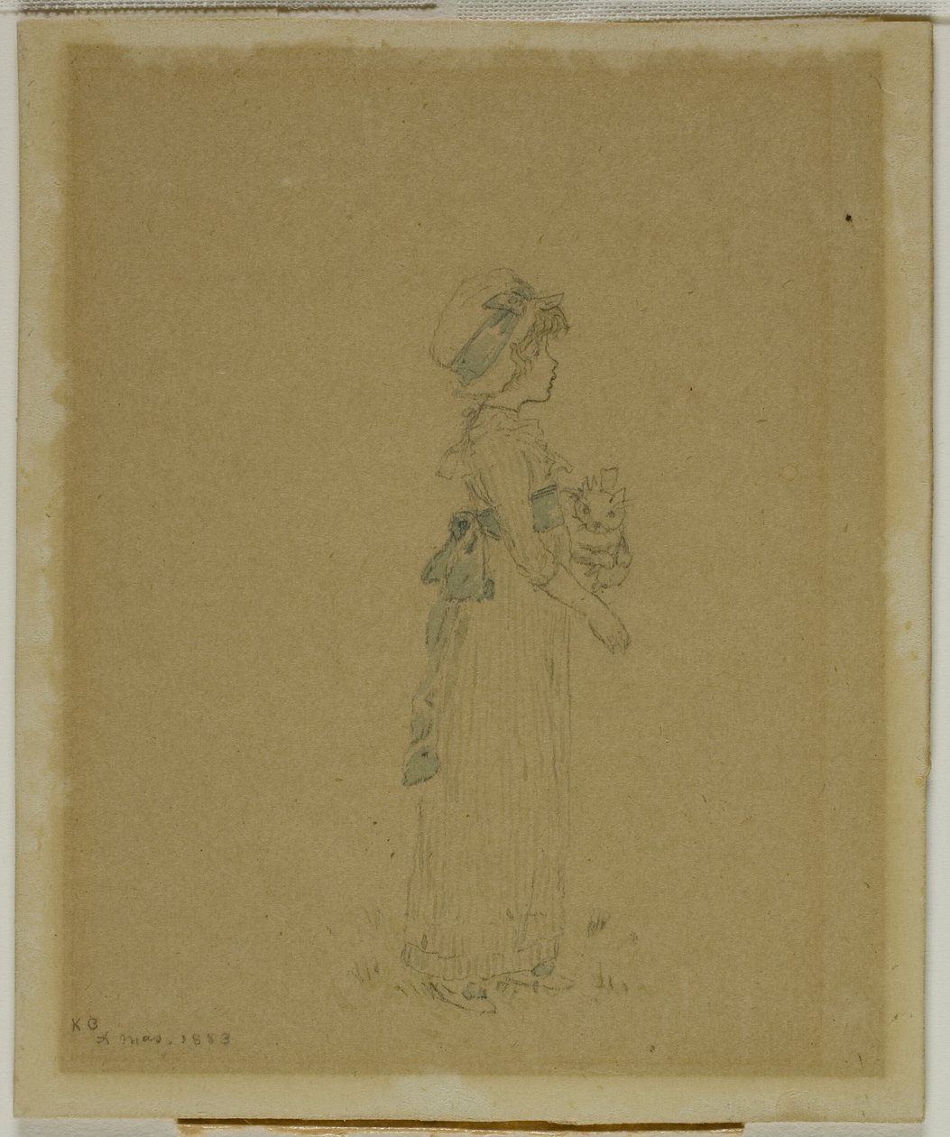 Lány macskával alkotó: Kate Greenaway