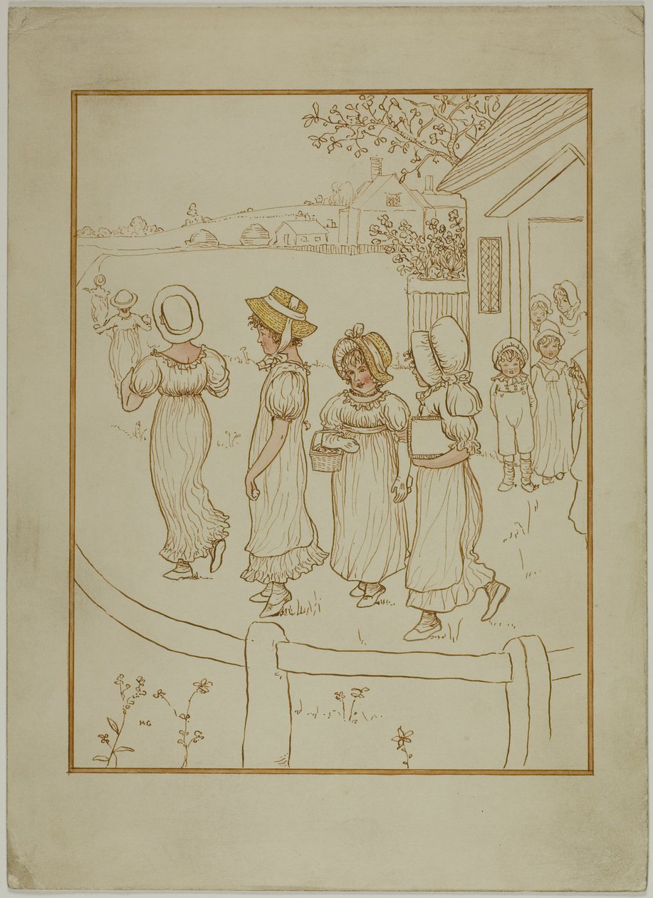Lányok lefelé egy sávon alkotó: Kate Greenaway