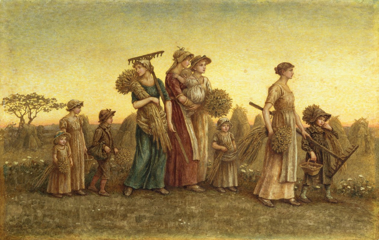 Gleaners Going Home (akvarell a fedélzeten) alkotó: Kate Greenaway