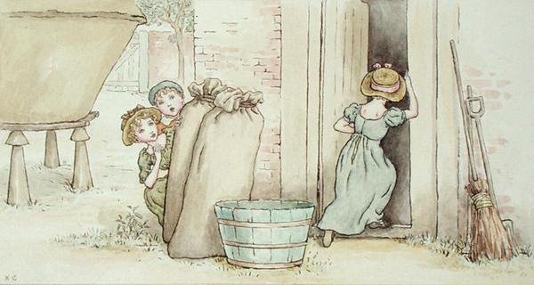 Bújócska (akvarell, papír) alkotó: Kate Greenaway