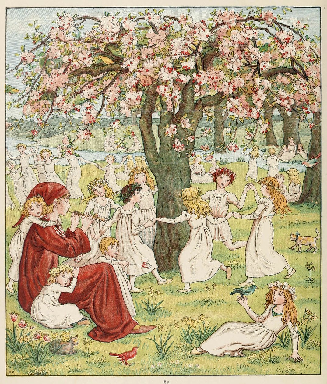 Hogyan lopták el a gyerekeiket, a The Pied Piper of Hamelin, kocsma. 1888 (színes litó) alkotó: Kate Greenaway
