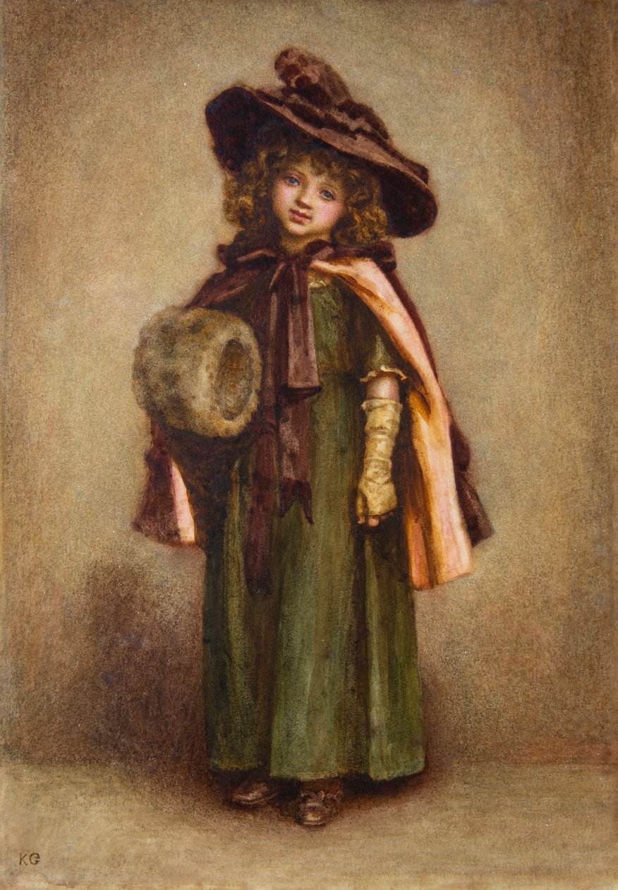 Kislány Muffal (akvarell) alkotó: Kate Greenaway
