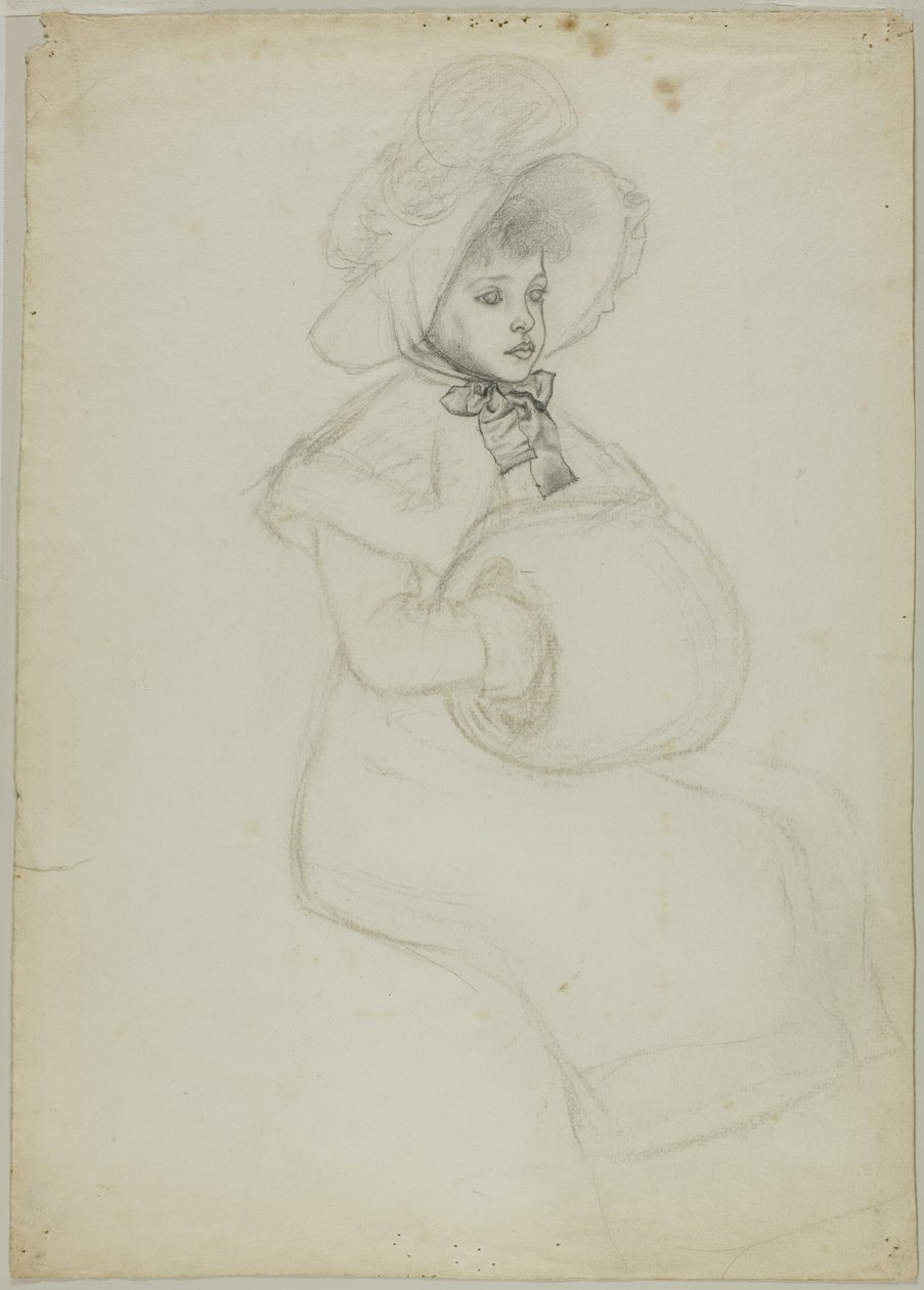 Ülő lány Muffal alkotó: Kate Greenaway