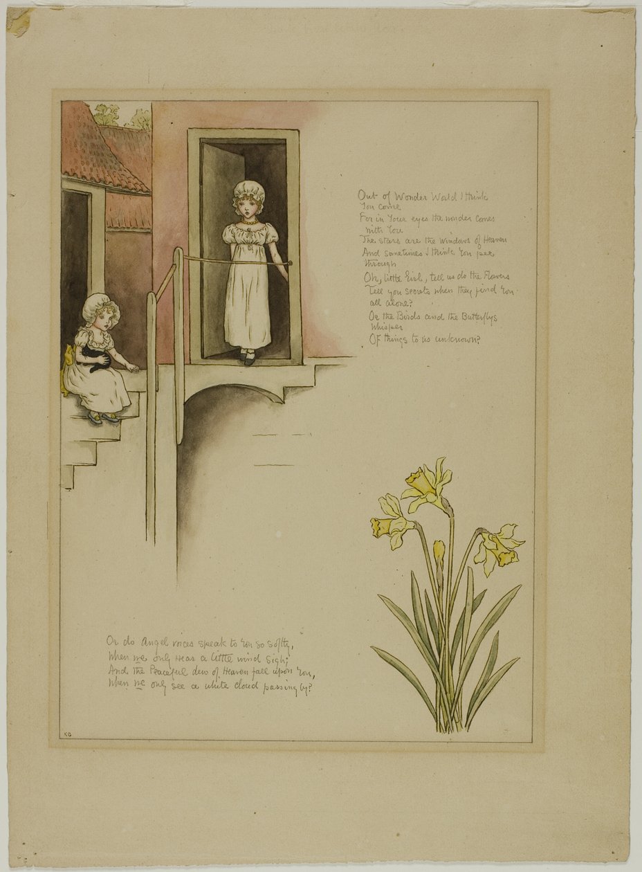 Tanulmány a From Wonder World számára, a Marigold Gardenből alkotó: Kate Greenaway