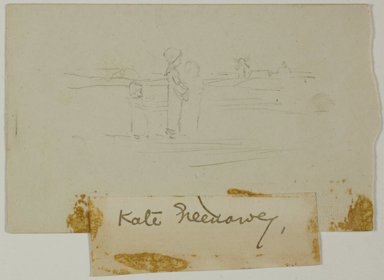Három alak a szélmalommal egy tájban alkotó: Kate Greenaway
