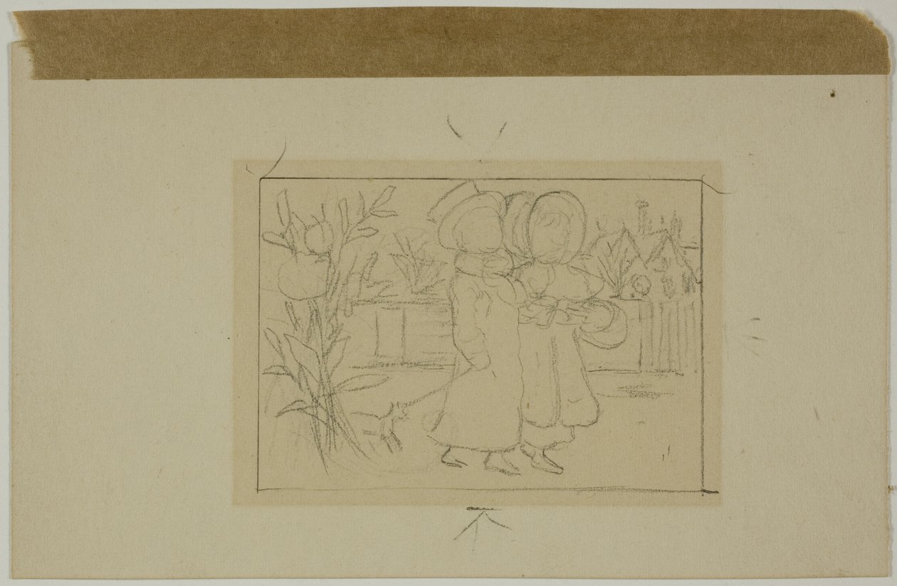 Két alak sétál alkotó: Kate Greenaway