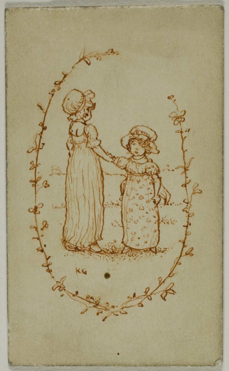 Két lány matricája (recto); Athéné (fordítva) alkotó: Kate Greenaway