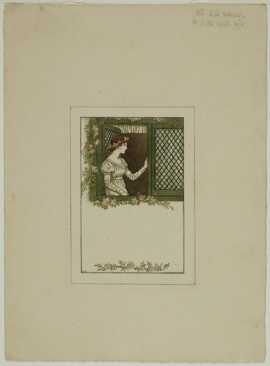 Nő a rácsos ablaknál alkotó: Kate Greenaway