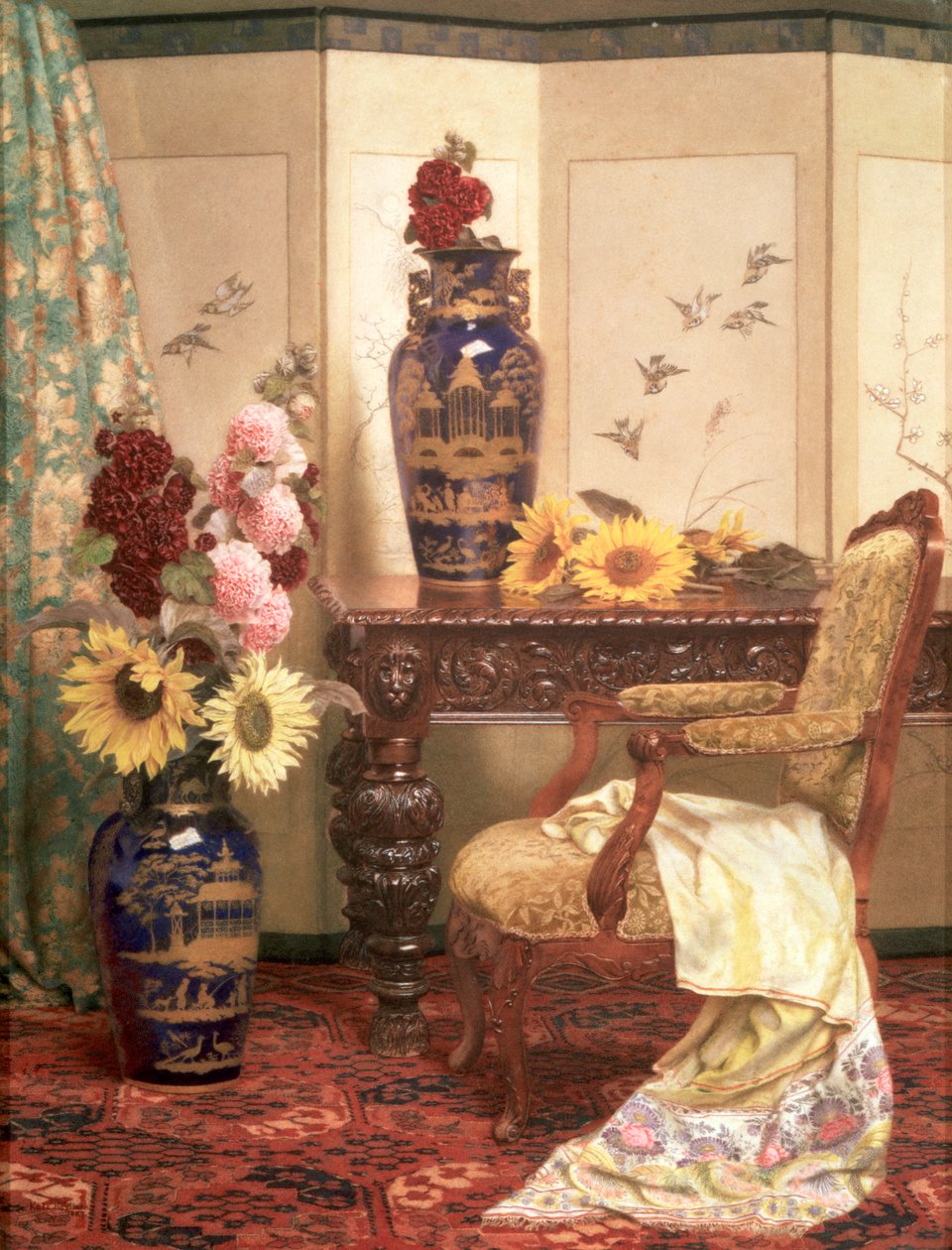 „Napraforgók és magyalok”, 1889 alkotó: Kate Hayllar