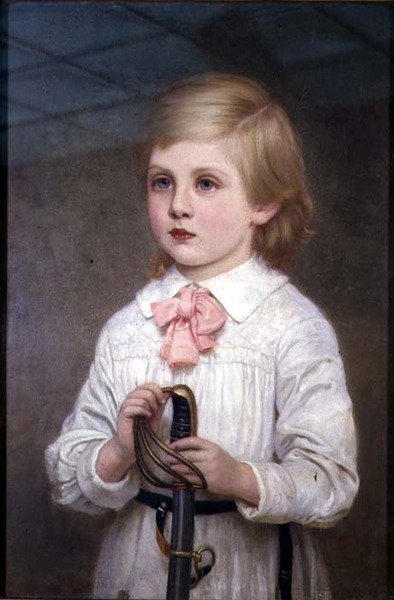 Sir Guy Colin Cambell, 4. Bt. őrnagy félalakos portréja gyermekként (szignálva) alkotó: Kate Perugini
