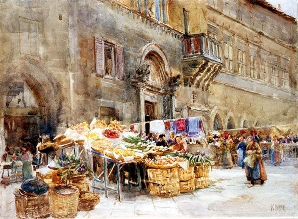 A Nép kapitányának háza előtt, Perugia, 1906 körül (wc) alkotó: Katharine McCracken