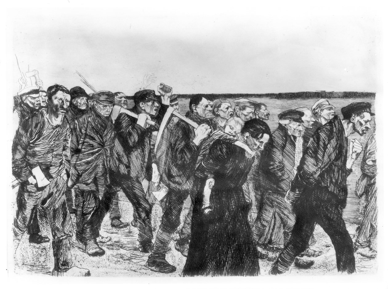 A Takácsok márciusa Berlinben, 1897 alkotó: Käthe Kollwitz