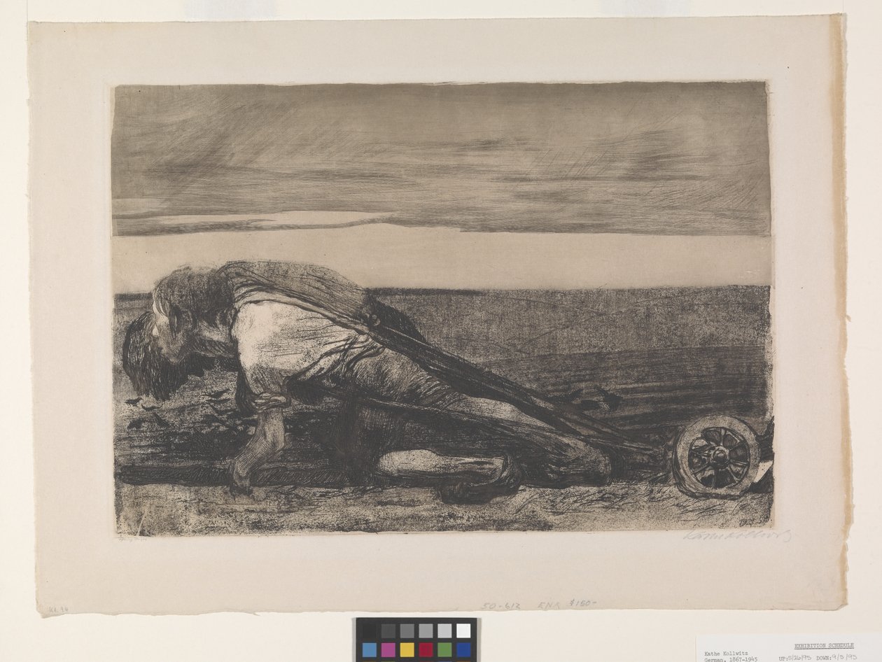 Die Pflüger (A szántóemberek) (rézkarc és akvatinta a chine collé-n) alkotó: Käthe Kollwitz
