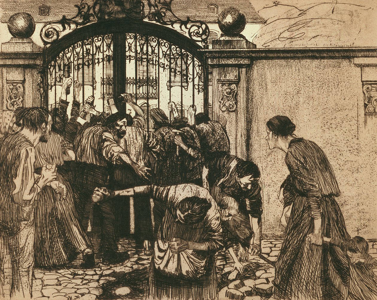 Lázadás (A park kapujánál), 1897 alkotó: Käthe Kollwitz