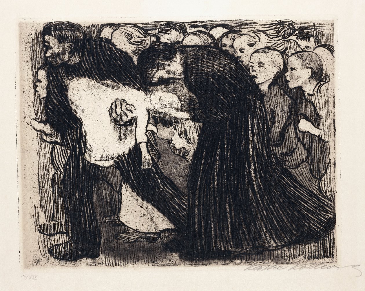 Átgázol; Uberfahren, 1910 alkotó: Käthe Kollwitz
