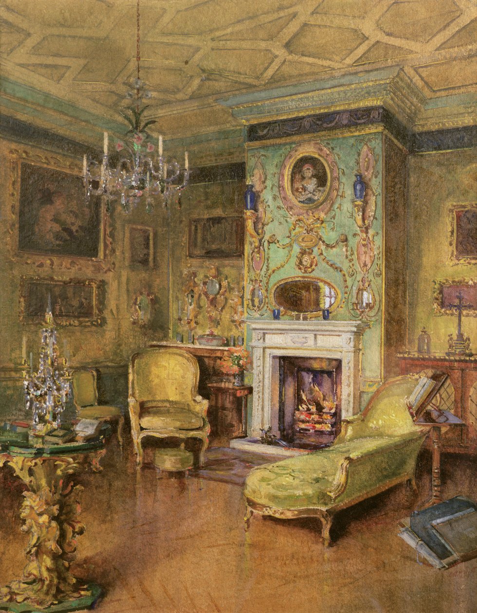 The Yellow Room, Holland House, London (wc és testfesték gumiarábikummal) alkotó: Katherine Montagu Wyatt