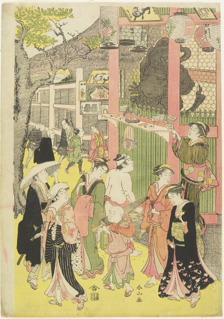 (Tömeg az Asakusa-templom kapujában), 1782-1798 alkotó: Katsukawa Shunzan