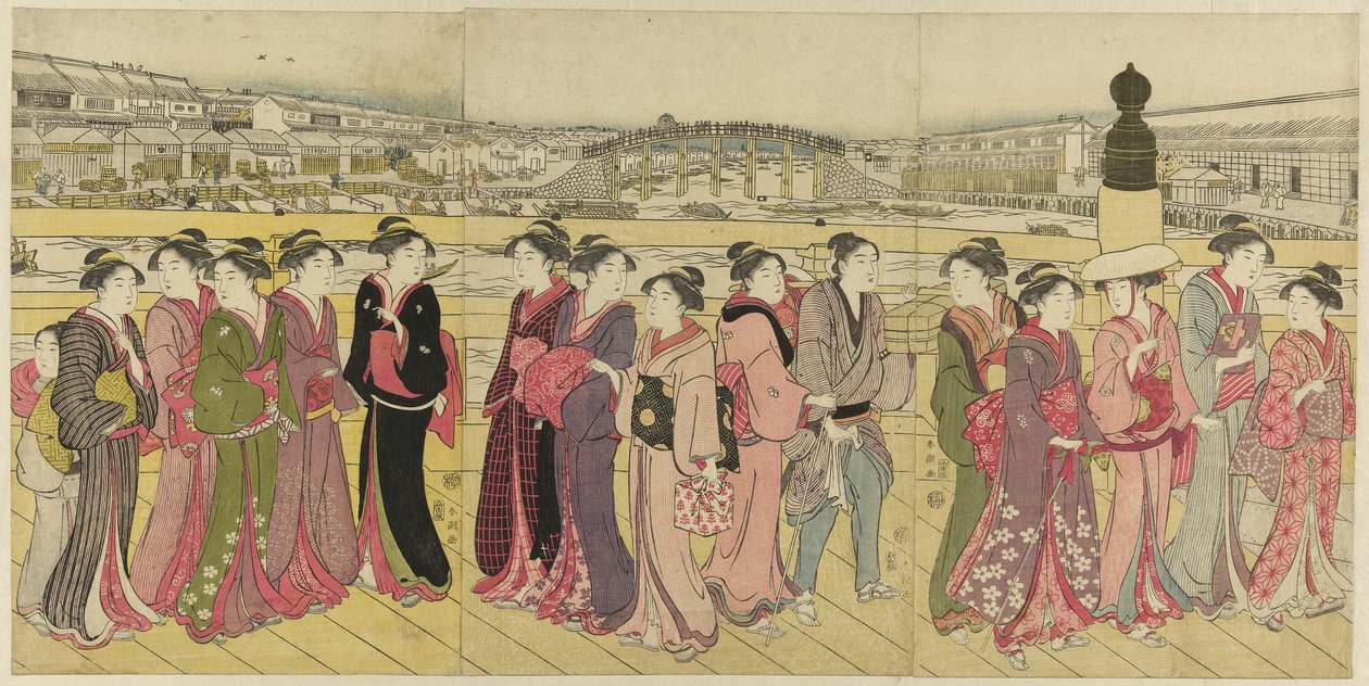 Átkelés a Nihonbashi hídon alkotó: Katsukawa Shuncho