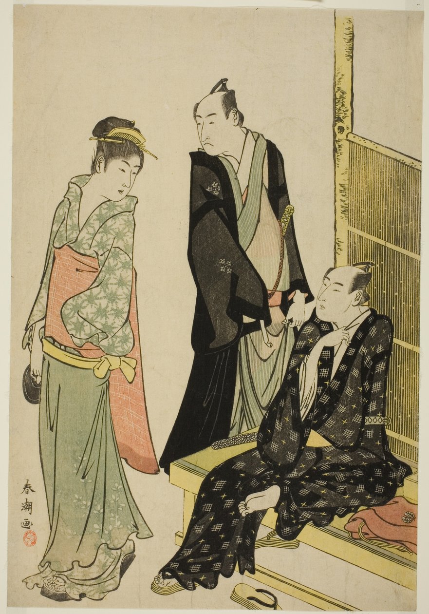 A színészek, Onoe Matsusuke I és Ichikawa Omezo I egy teaházban alkotó: Katsukawa Shuncho