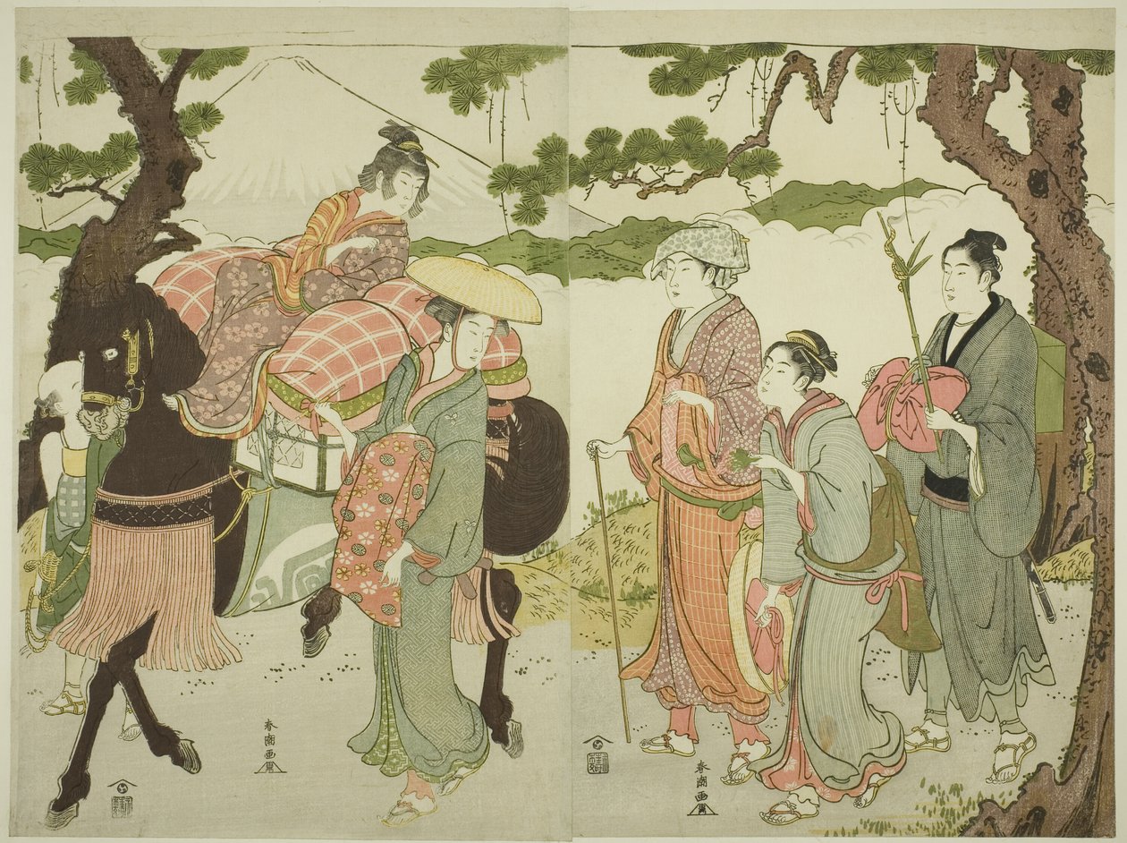 Utazók a Tokaidón alkotó: Katsukawa Shuncho