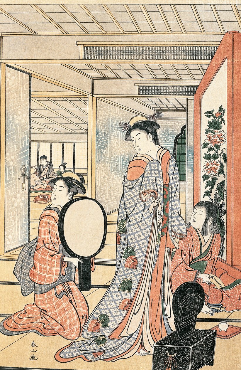 Nő a tükör előtt, Katsukawa Shunsho (1726-1792), Japán, japán civilizáció alkotó: Katsukawa Shuncho