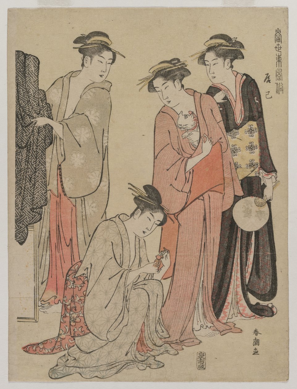 A Tatsumi kerület női a jelenkor keleti szokásai című sorozatból, c. 1780-as évek közepe. alkotó: Katsukawa Shuncho