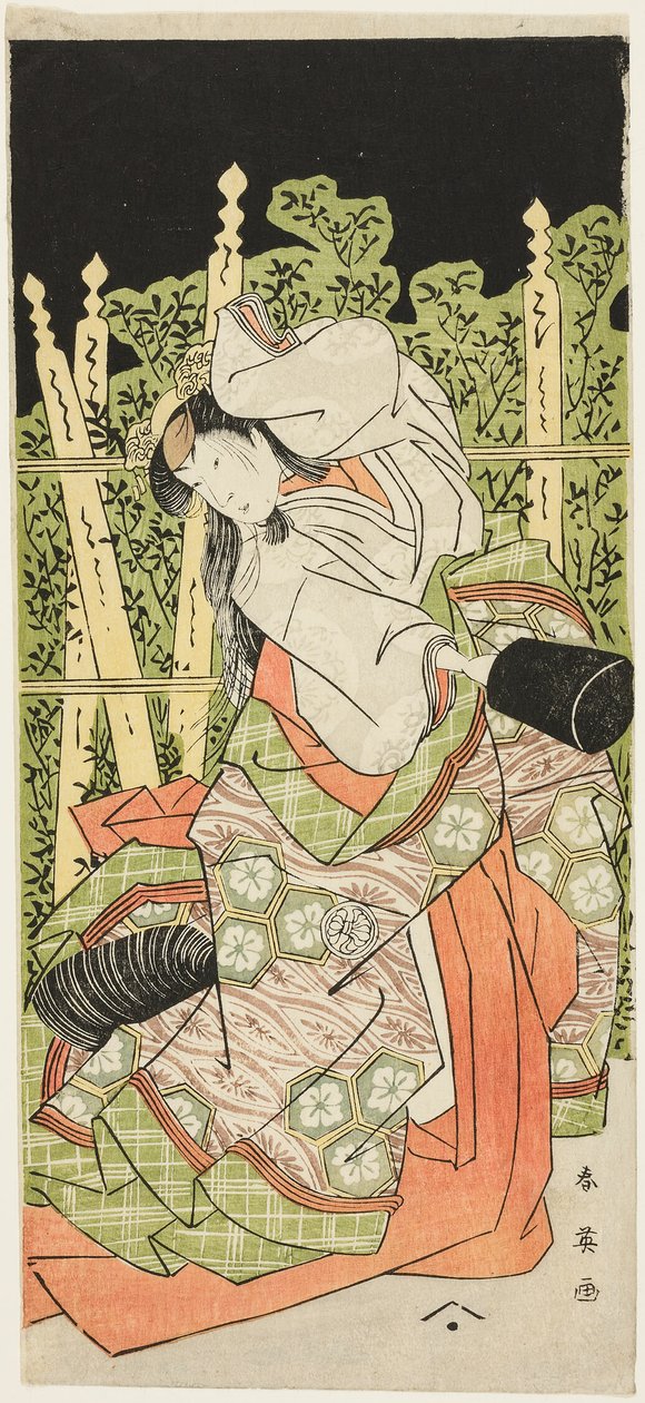 Színész Segawa Kikunojô III Lehetséges, mint Ono no Komachi a "Komachi Village" című filmben: Újév a színházban" ("Komachimura shibai no shôgatsu") alkotó: Katsukawa Shun