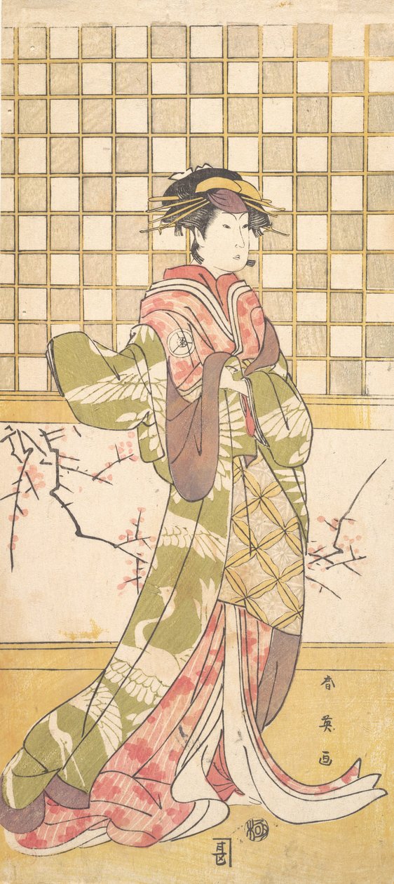 Az Iwai klán színésze nőként, kb. 1795. alkotó: Katsukawa Shun
