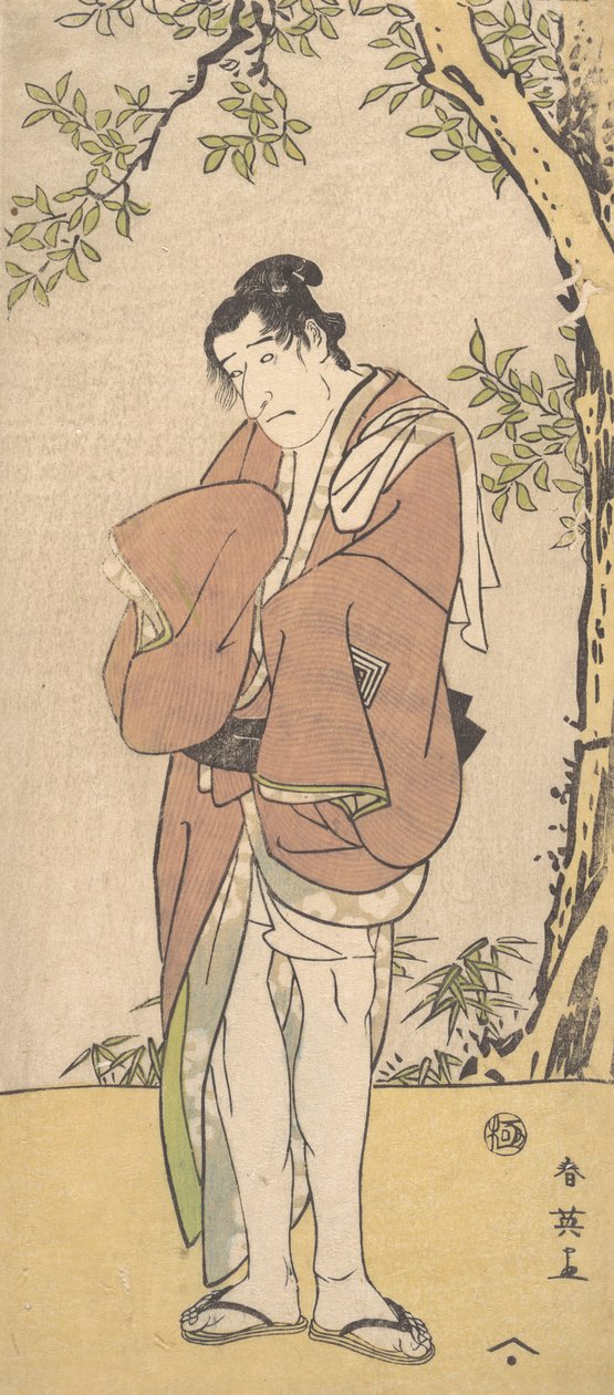 Azonosítatlan színész, mint szomorú személy mezítláb és lábbal, kb. 1793. alkotó: Katsukawa Shun