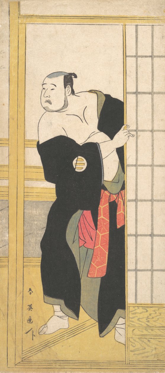Asao Tamesaburo, mint egy vaskos ember zöld kimonóval, kb. 1795. alkotó: Katsukawa Shun