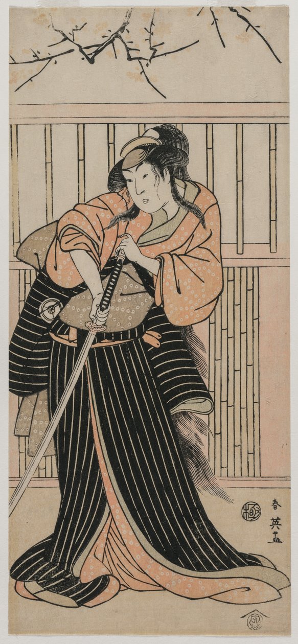Iwai Hanshirō IV, mint egy karddal rendelkező nő alkotó: Katsukawa Shunei
