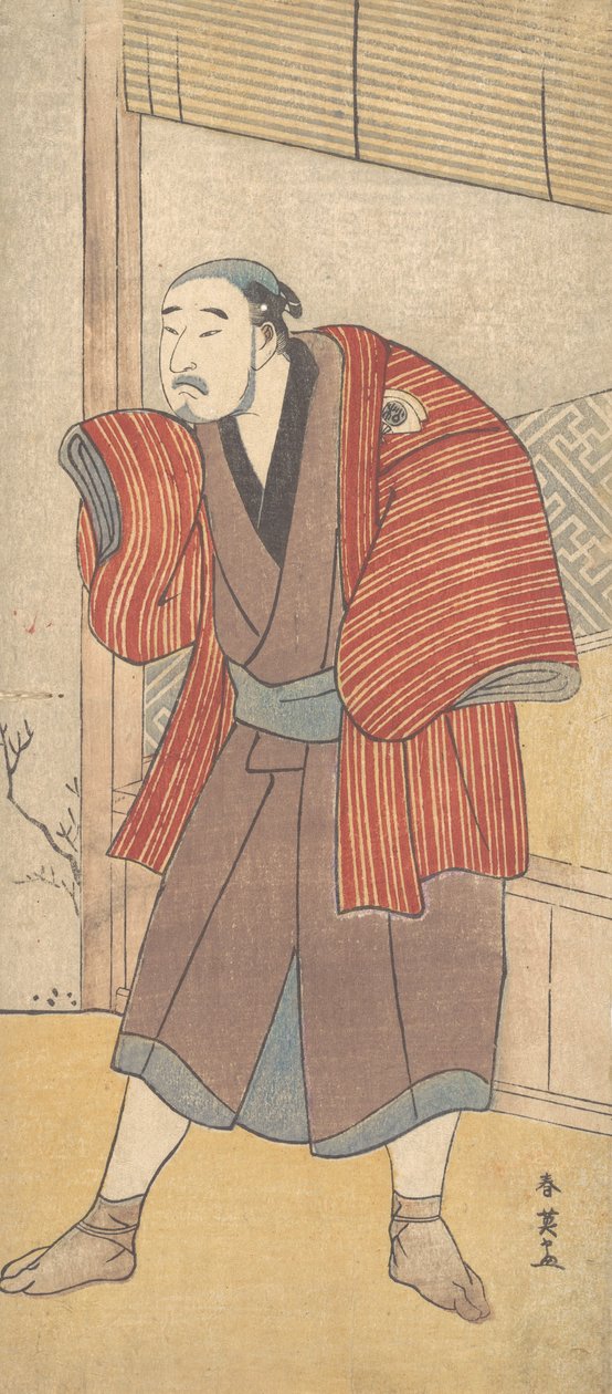 Onoe Matsusuke, mint egy ház mellett álló szolga, kb. 1793. alkotó: Katsukawa Shun