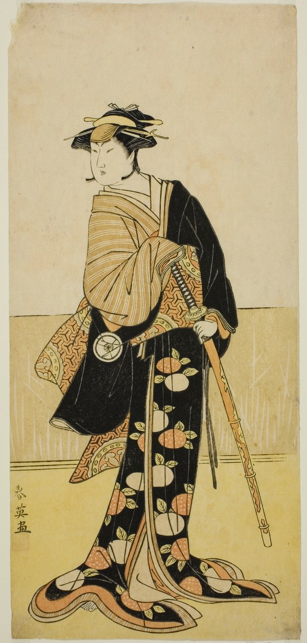 Iwai Hanshiro IV. színész mint Tonase () a Kanadehon Chushingura () című darabban, amelyet a Kiri Színházban () adtak elő 1787 nyolcadik hónapjában (). alkotó: Katsukawa Shun