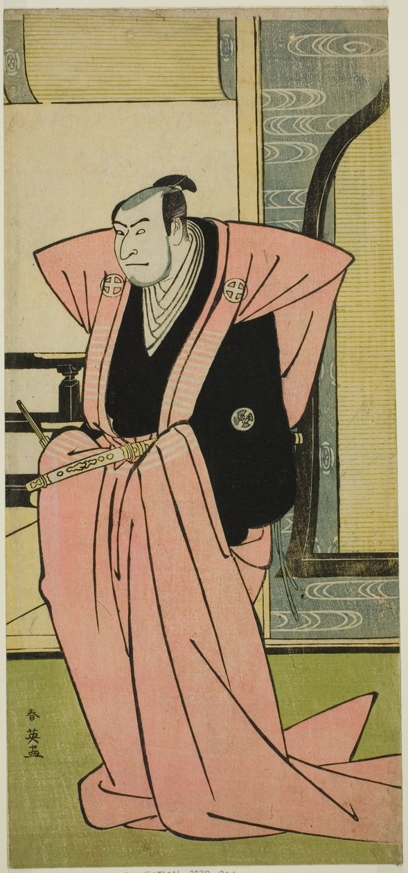 Otani Oniji III. színész egy azonosítatlan szerepben a Yukimi-zuki Eiga Hachi no Ki () című darabban, amelyet a Nakamura Színházban () adtak elő 1787 tizenegyedik hónapjában (). alkotó: Katsukawa Shun