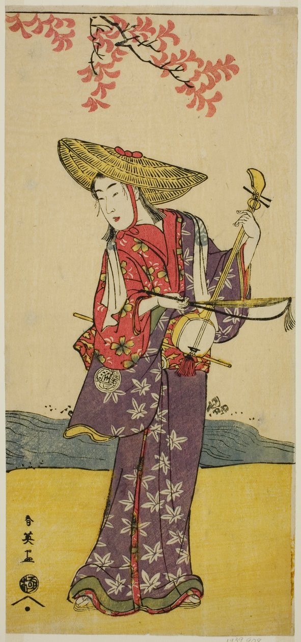 Sawamura Tamagashira színész mint sétáló zenész a Dai Danna Kanjincho című darabban, amelyet a Kawarazaki Színházban adtak elő a tizenegyedik hónapban, 1790-ben. alkotó: Katsukawa Shun