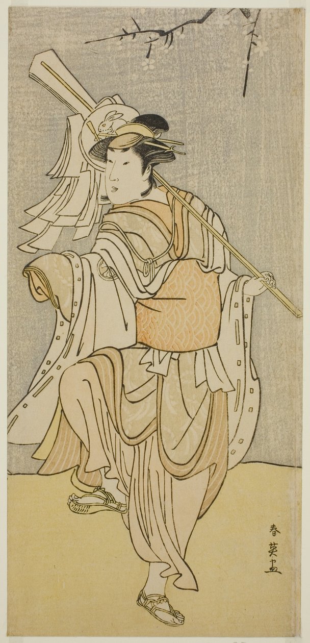 A színész Segawa Kikunojo III mint Osaku a Sayo no Nakayama Hiiki no Tsurigane című darabban, amelyet a Nakamura Színházban adtak elő a tizenegyedik hónapban, 1790-ben. alkotó: Katsukawa Shun