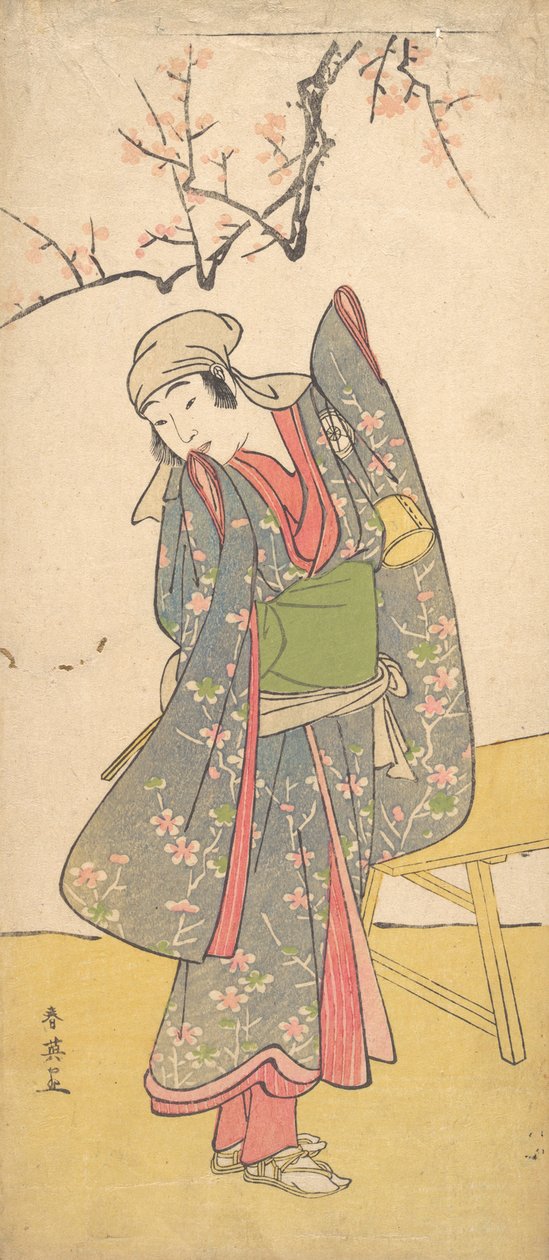 A negyedik Iwai Hanshiro, mint fiatal lány egy fapad mellett, kb. 1790 alkotó: Katsukawa Shun