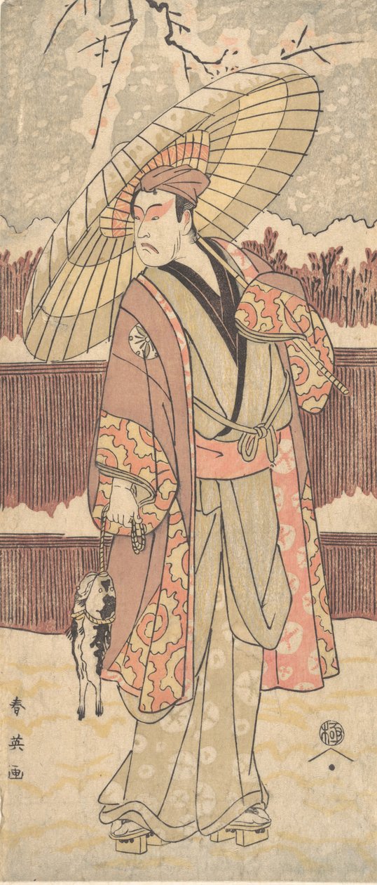A negyedik Matsumoto Koshiro, mint egy esernyő alatt sétáló ember, kb. 1796. alkotó: Katsukawa Shun
