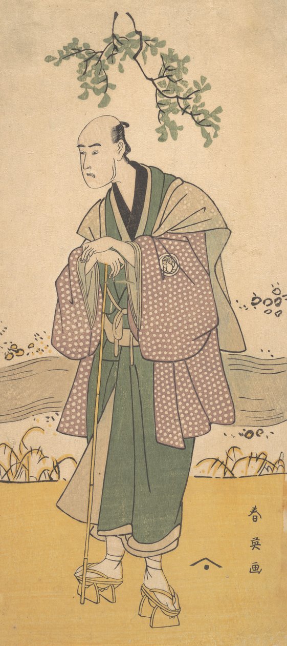 A Harmadik Bando Hikosaburo, mint egy folyó partján álló ember, kb. 1793. alkotó: Katsukawa Shun