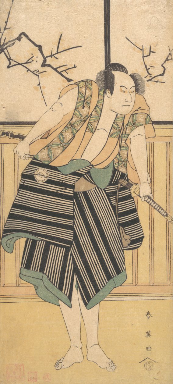 A harmadik Sawamura Sojuro, mint egy szobában álló ember, kb. 1793. alkotó: Katsukawa Shun