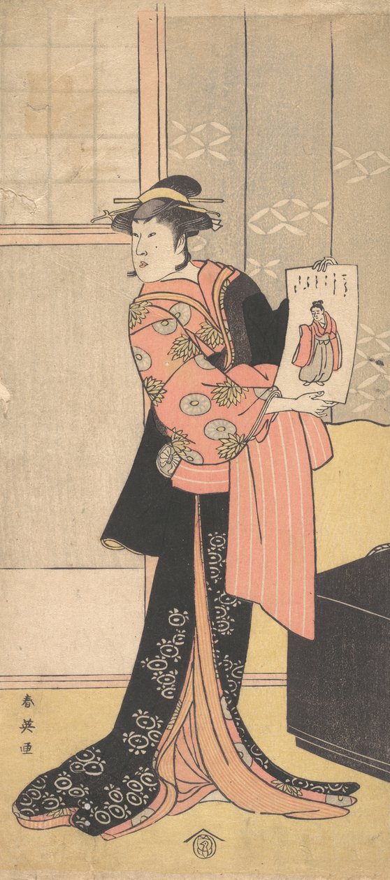 A harmadik Segawa Kikunojo, mint egy szobában álló nő, kb. 1793. alkotó: Katsukawa Shun