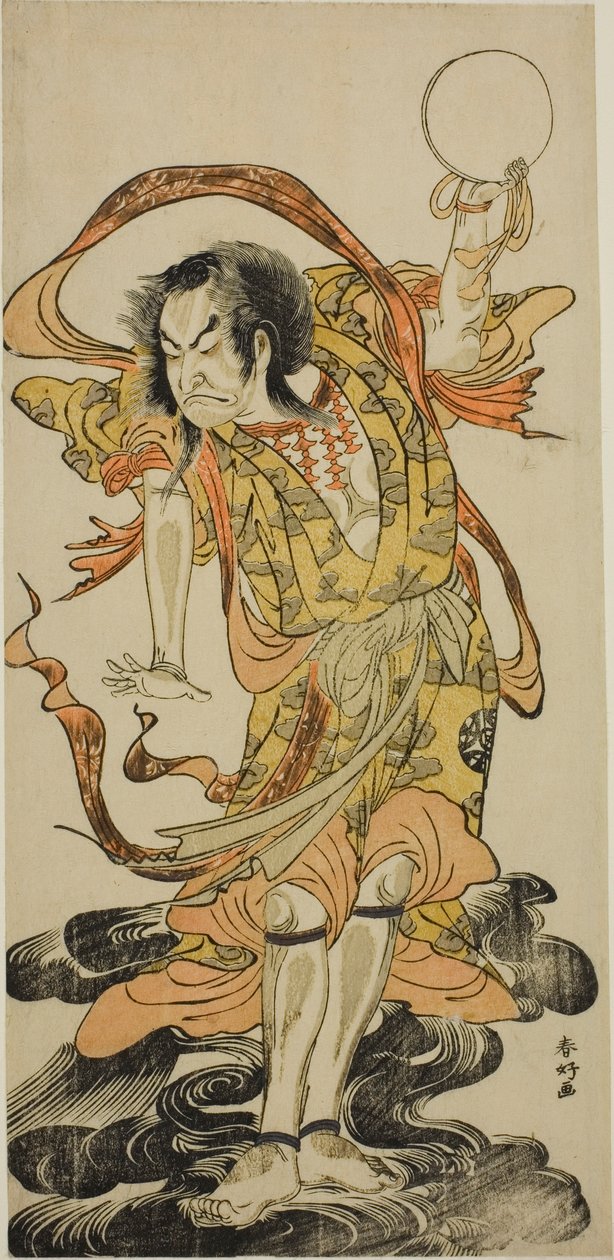 Nakamura Nakazo I. színész mint Toyose Saburozaemon Kageaki a Hono Nitta Daimyojin című darabban, amelyet a Morita Színházban adtak elő 1777 hetedik hónapjában. alkotó: Katsukawa Shunkо̄