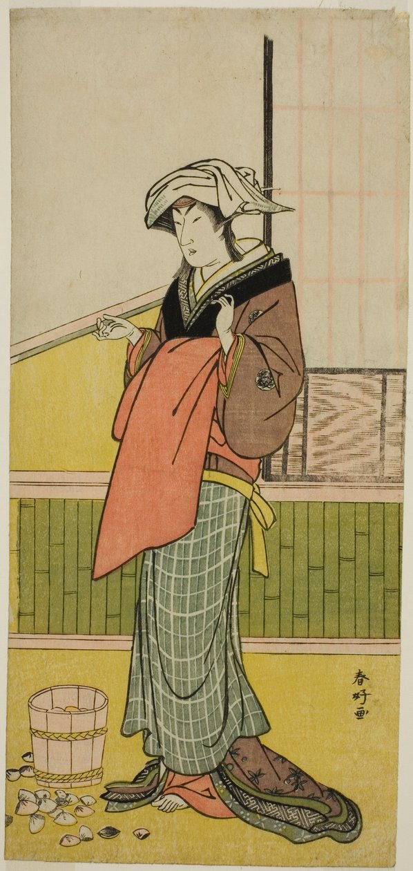 Nakamura Riko I. színész mint Moshio () a Honda Yayoi Meoto Junrei () című színdarabban, amelyet az Ichimura Színházban () adtak elő 1778 hetedik hónapjában (). alkotó: Katsukawa Shunkо̄