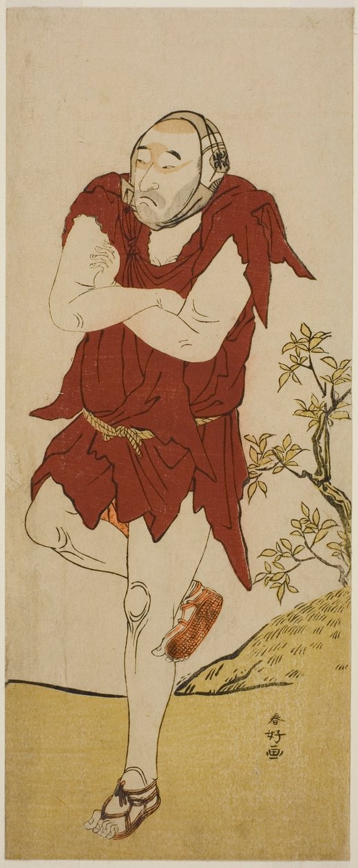 Onoe Matsusuke I. színész mint kolduló szerzetes (Gannin Bozu) a Keisei Ide no Yamabuki című darabban, amelyet a Nakamura Színházban adtak elő 1787 ötödik hónapjában. alkotó: Katsukawa Shunkо̄