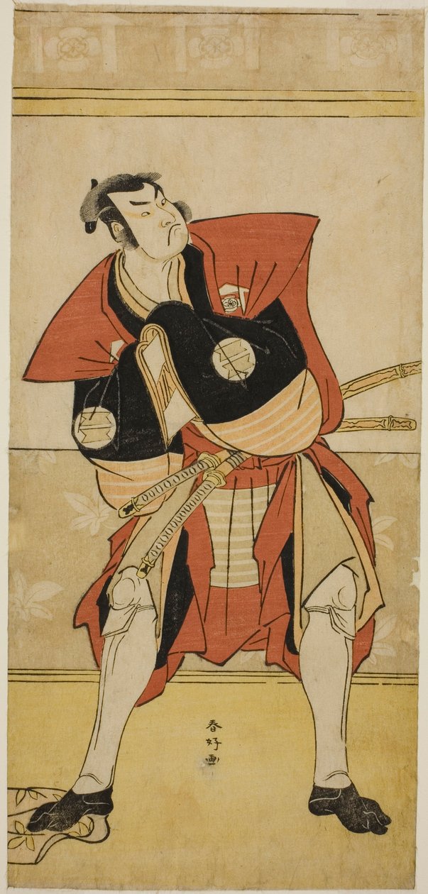 A színész Sakata Hangoro III mint Omi no Kotoda a Haru no Nishiki Date-zome Soga című darabban, amelyet a Nakamura Színházban adtak elő a második hónapban, 1790-ben. alkotó: Katsukawa Shunkо̄