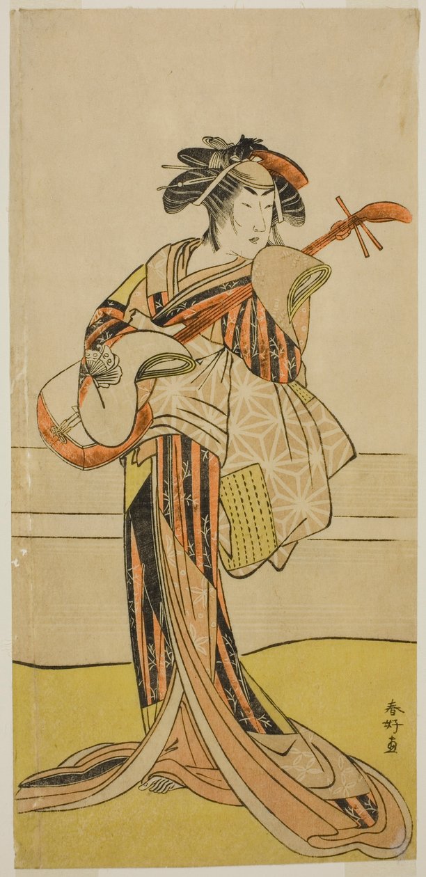 Yamashita Mangiku I. színész mint Osan a Kitekaeru Nishiki no Wakayaka című darabban, amelyet a Nakamura Színházban adtak elő a tizenegyedik hónapban, 1780-ban. alkotó: Katsukawa Shunkо̄