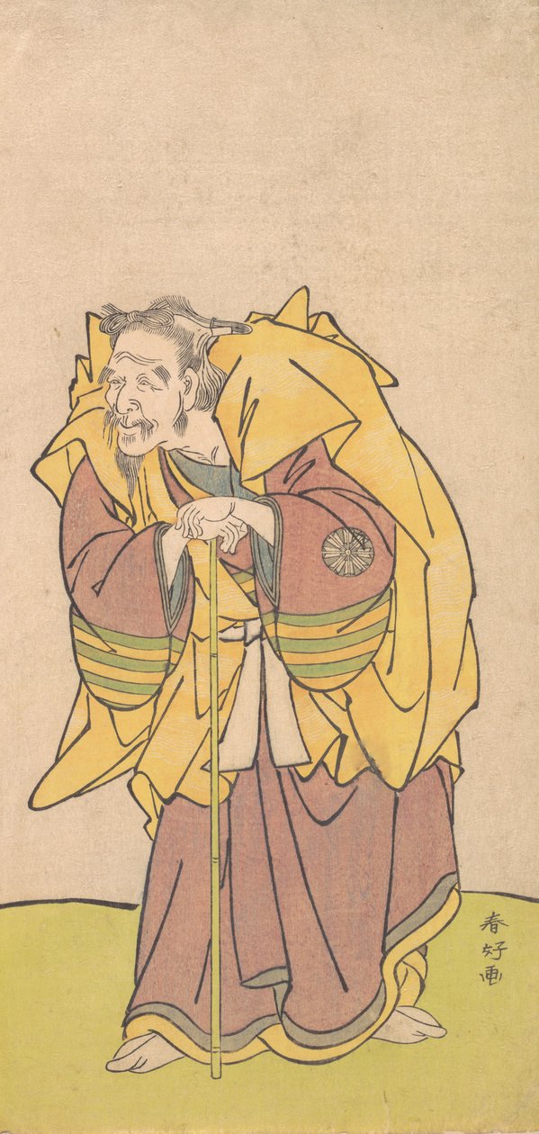 Nakamura Tomijuro, mint egy gyér szakállú öregember, kb. 1780. alkotó: Katsukawa Shunko